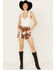 Image #1 - Blue B Women's High Rise Cow Print Belted Shorts, , hi-res