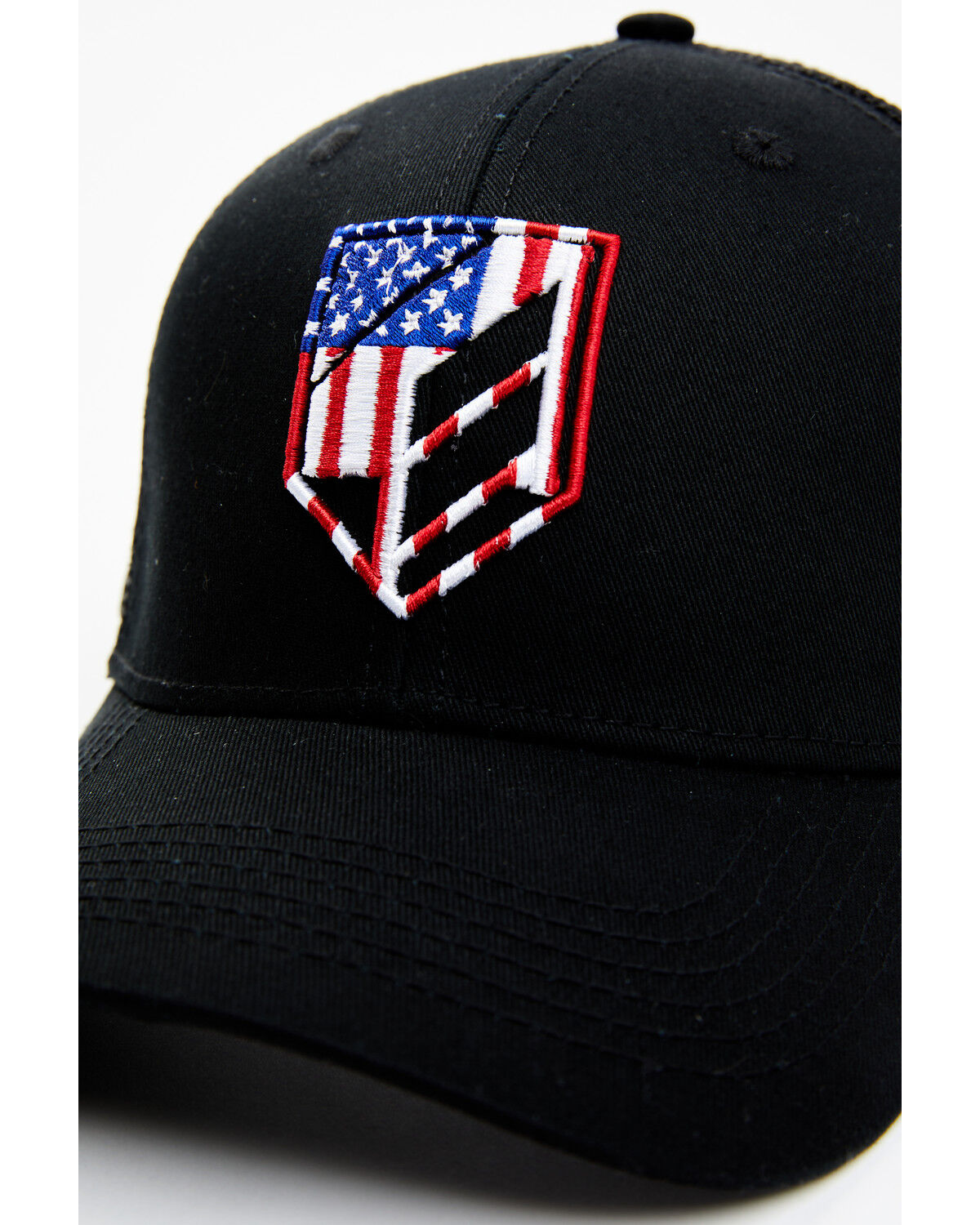 Image #2 - RANK 45® Men's American Flag Shield Patch Mesh-Back Ball Cap, Black, hi-res