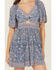Image #3 - Angie Women's Border Print Knot Front Mini Dress, Blue, hi-res