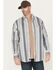 Image #1 - Ariat Men's FR Sunset Striped Print Long Sleeve Button-Down Work Shirt, Navy, hi-res