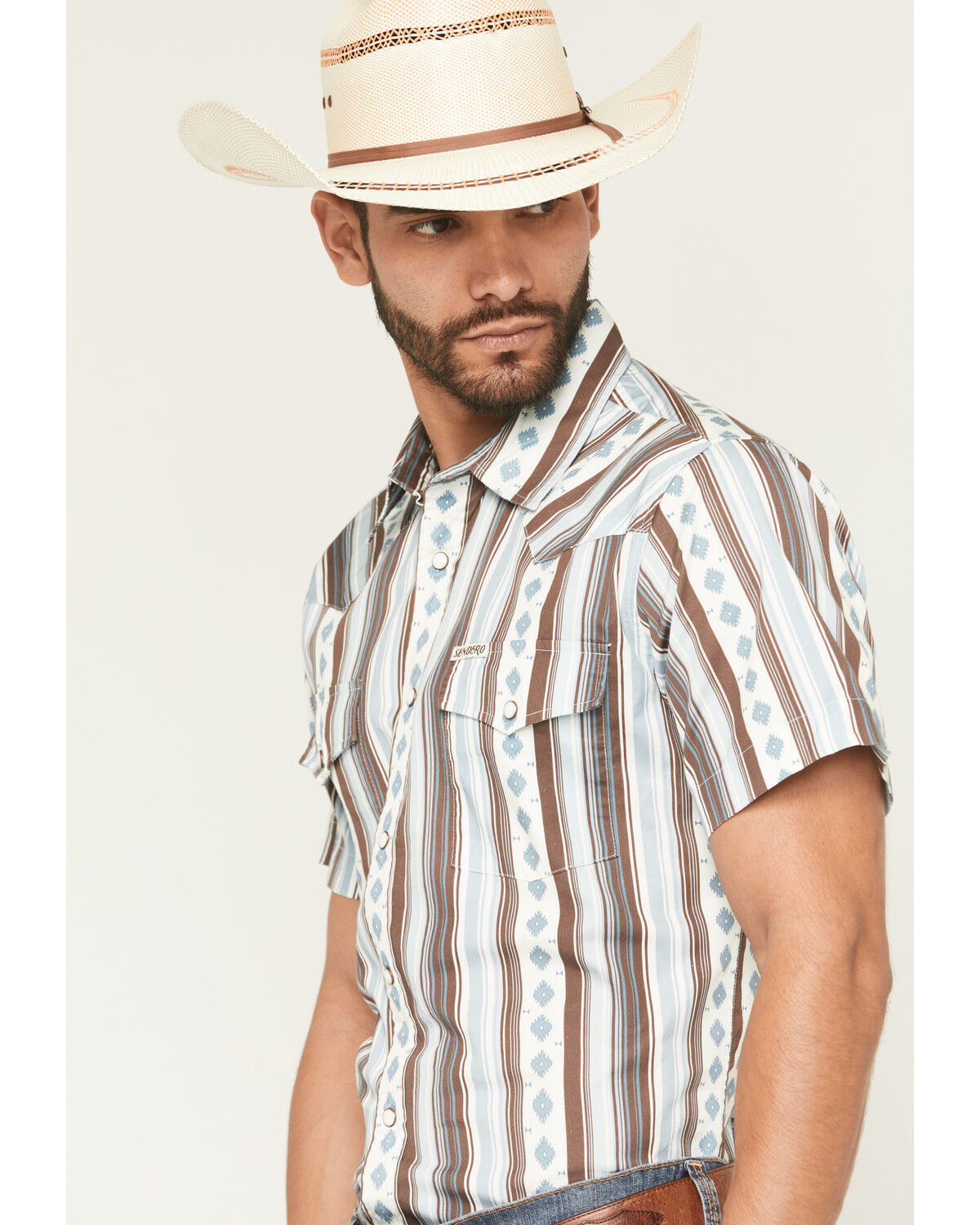Image #2 - Sendero Provisions Men's Wyatt Serape Striped Short Sleeve Snap Western Shirt, Multi, hi-res