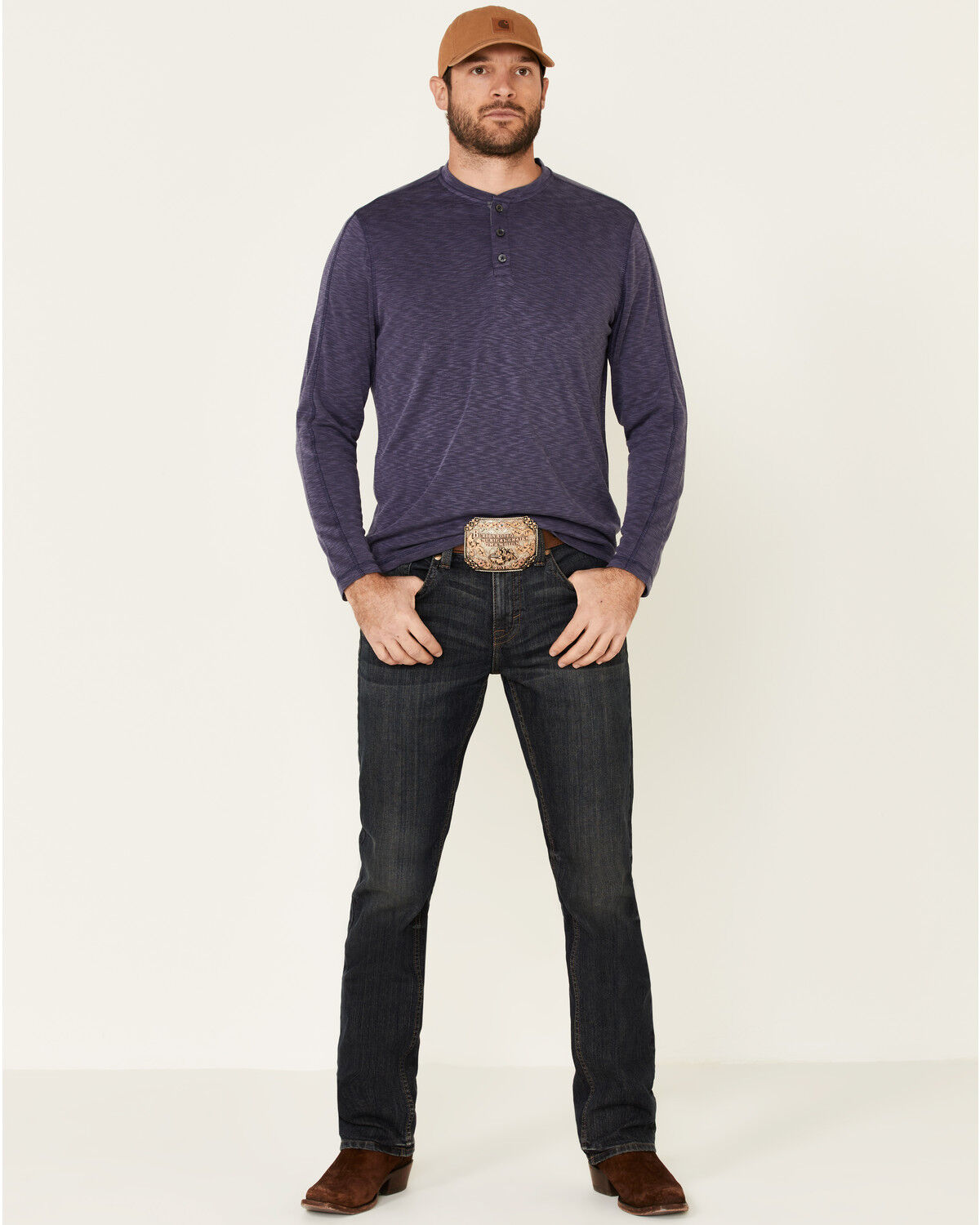 Image #2 - Flag & Anthem Men's Navy Gulfport Performance Slub Henley Long Sleeve Shirt, Navy, hi-res