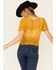 Very J Women's Mustard Circle Crochet Short Sleeve Crop Top , Mustard, hi-res