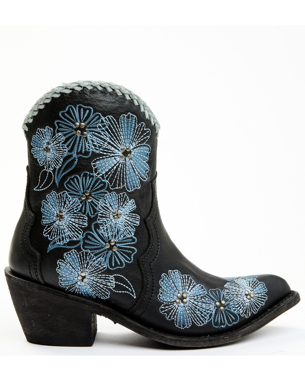 Image #2 - Carborca Silver by Liberty Black Women's Loren Tonal Floral Embroidered Western Fashion Booties - Snip Toe, Black, hi-res
