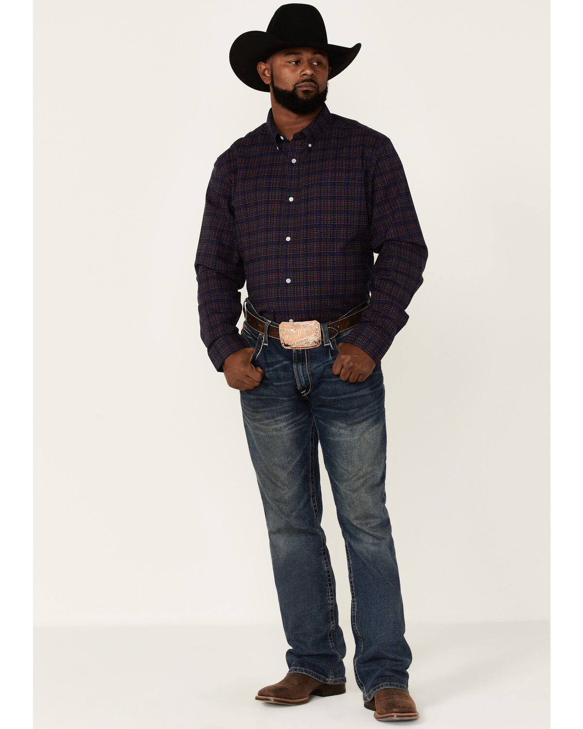 Image #2 - Cody James Core Brutus Dobby Geo Print Long Sleeve Button-Down Western Shirt, Navy, hi-res