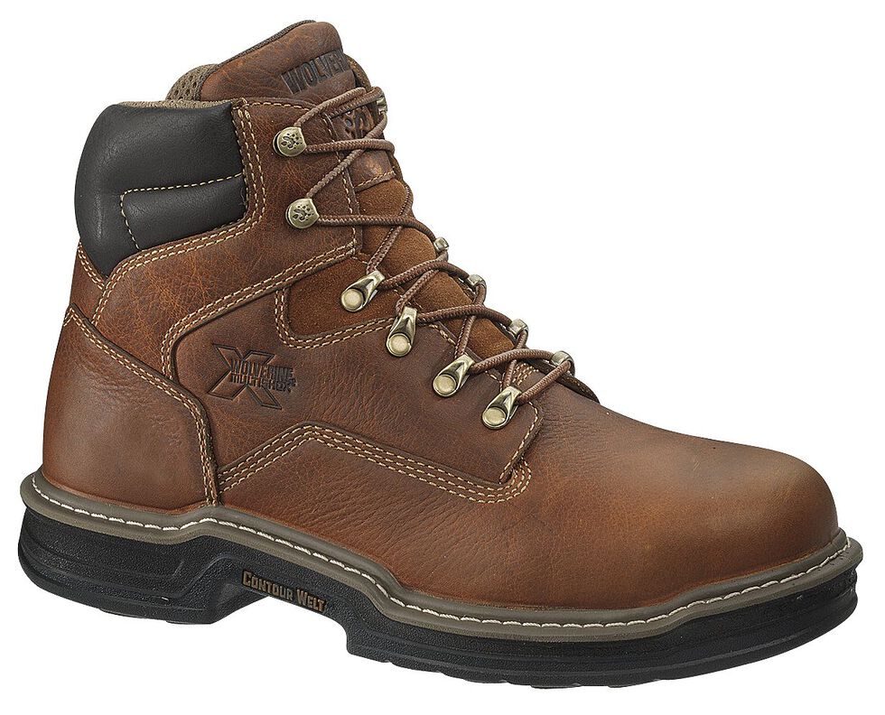 Wolverine 6" Raider Lace-Up Work Boots - Steel Toe, Brown, hi-res