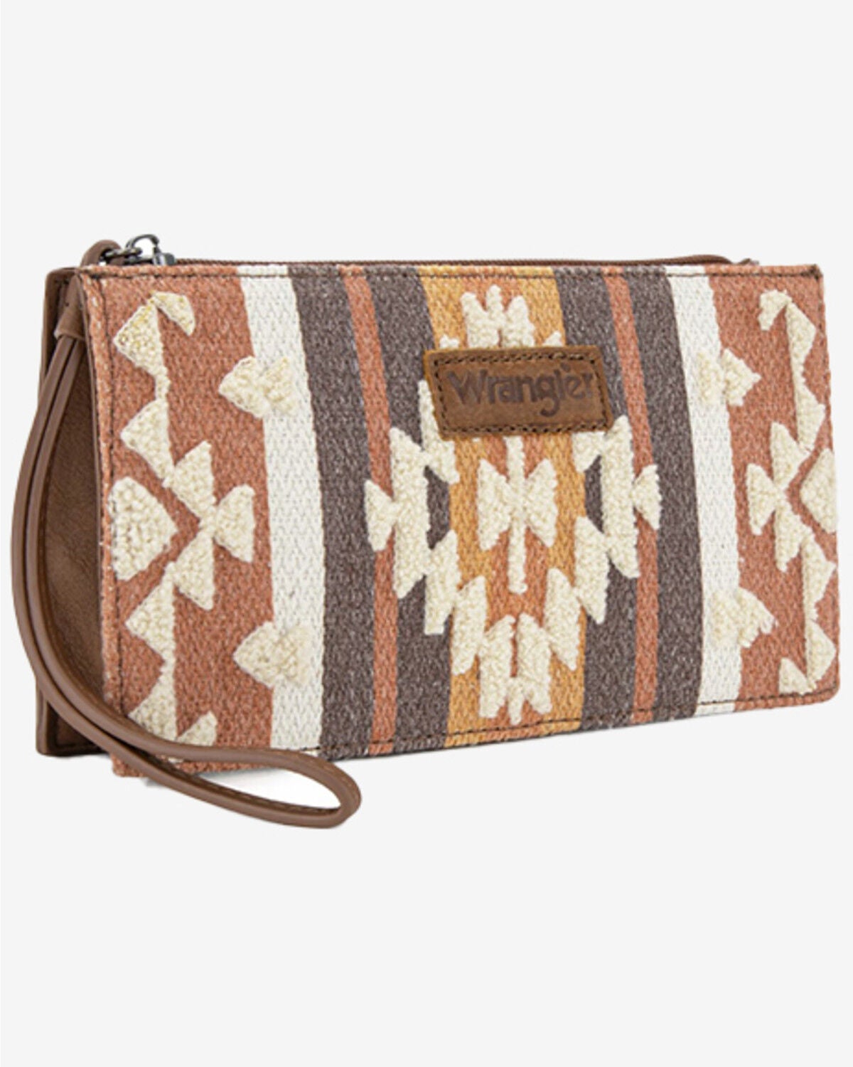 Image #1 - Wrangler Women's Sherpa Southwestern Print Canvas Clutch, Brown, hi-res