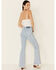 Image #3 - Grace in LA Women's Distressed Flare Leg Jeans, Blue, hi-res