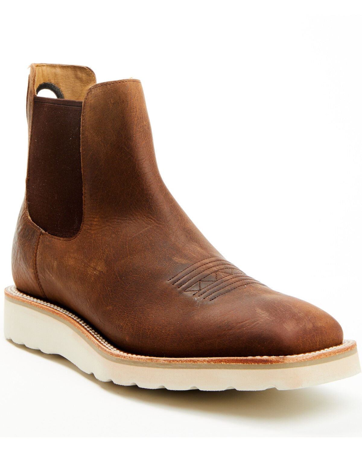 Horse Power Men's Distressed Chelsea Boots - Square Toe, Brown, hi-res