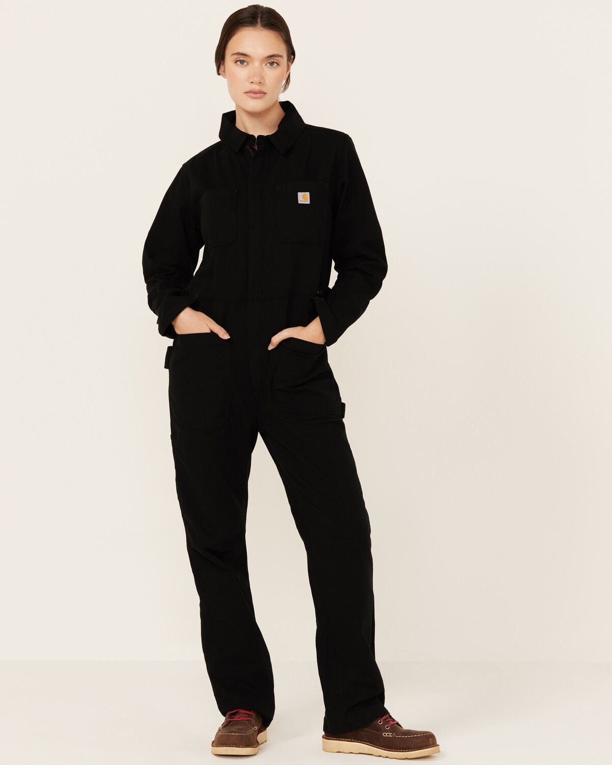Carhartt Women's Rugged Flex&reg; Relaxed Fit Canvas Coveralls, Black, hi-res