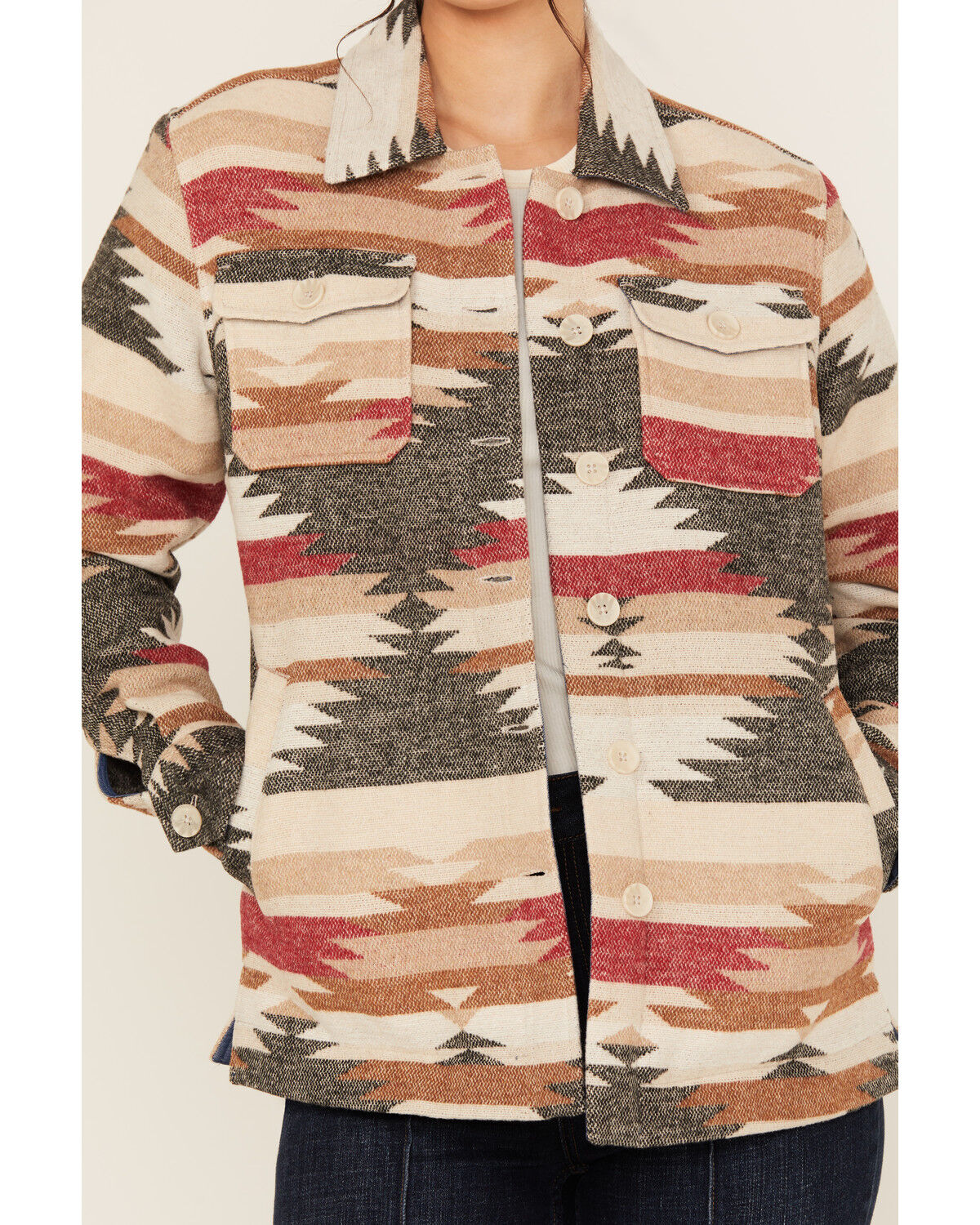 Image #3 - Idyllwind Women's Roadhouse Southwestern Print Button-Down Shacket, Ivory, hi-res