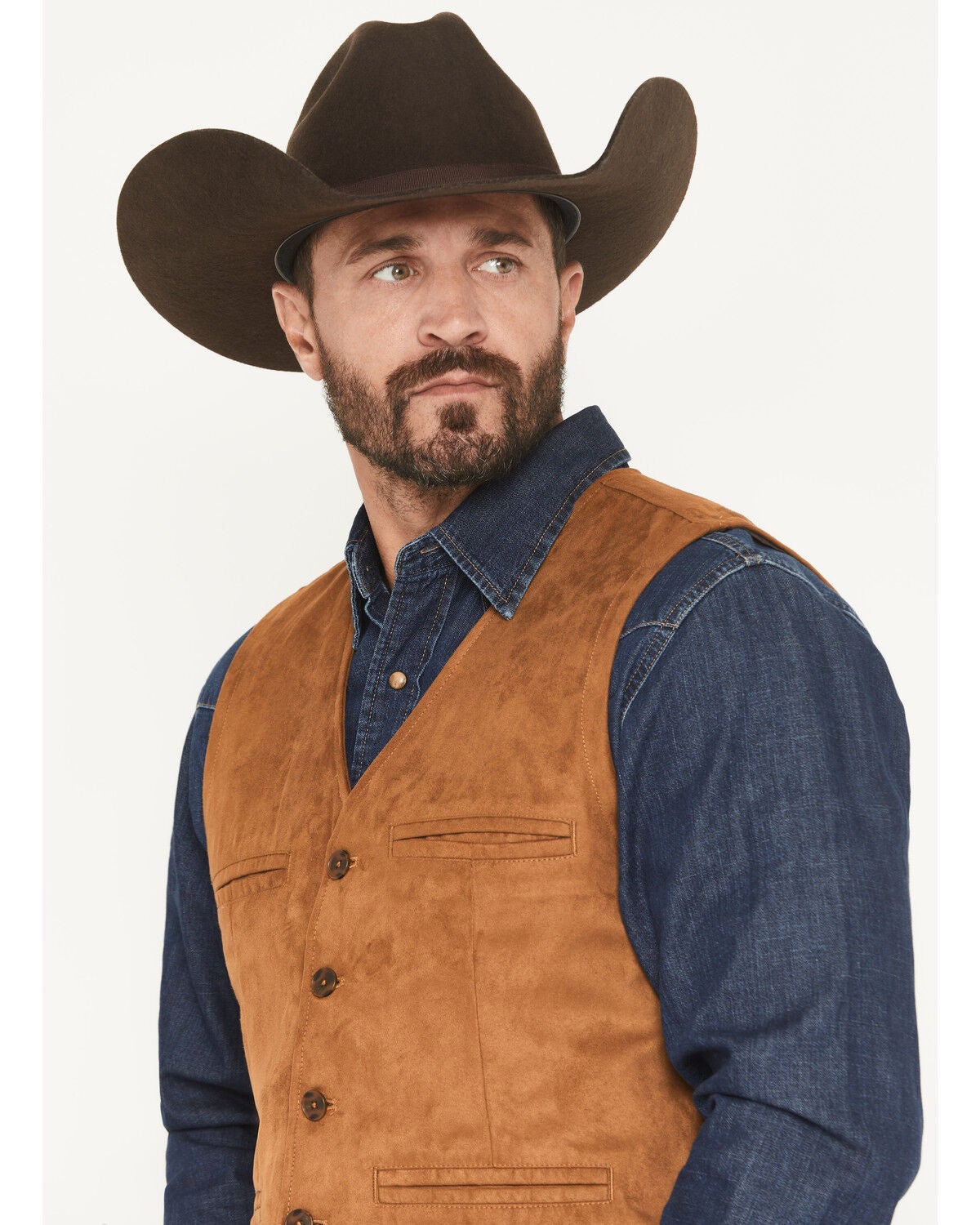 Image #2 - Cody James Men's Howard Faux Suede Button-Down Vest, Camel, hi-res