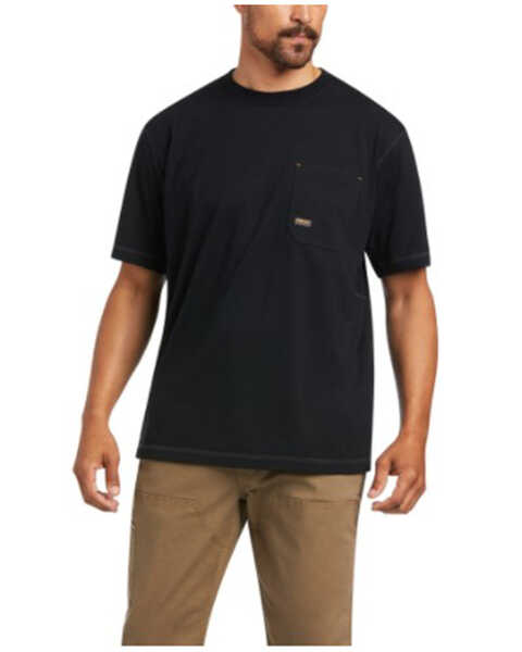 Ariat Men's Rebar Workman Reflective Flag Graphic Work Pocket T-Shirt - Big, Black, hi-res
