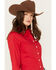 Image #2 - Cinch Women's Solid Red Button-Down Western Shirt, Red, hi-res