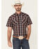 Image #1 - Rodeo Clothing Men's Red & Grey Plaid Short Sleeve Snap Western Shirt, Red, hi-res