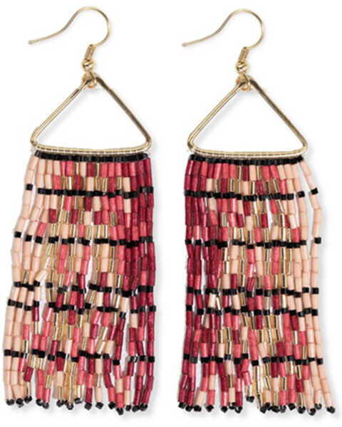 Ink + Alloy Women's Patricia Mixed Luxe Bead Gradient Fringe Earrings, Pink, hi-res