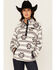 Image #1 - Cinch Women's Southwestern Print Fleece Long Sleeve Snap Pullover, Cream, hi-res