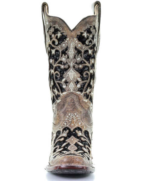 Image #5 - Corral Women's Sequin Inlay Western Boots - Square Toe, Brown, hi-res