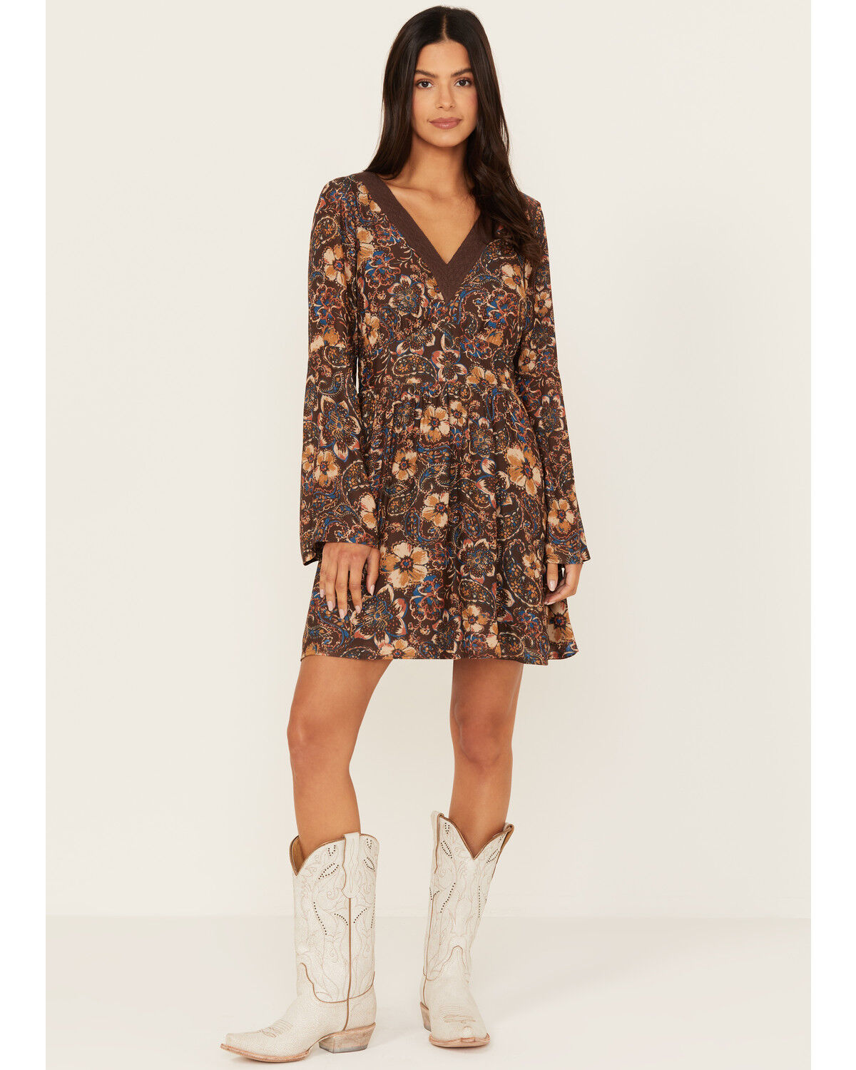 Image #1 - Idyllwind Women's Flora Long Sleeve Floral Mini Dress, , hi-res