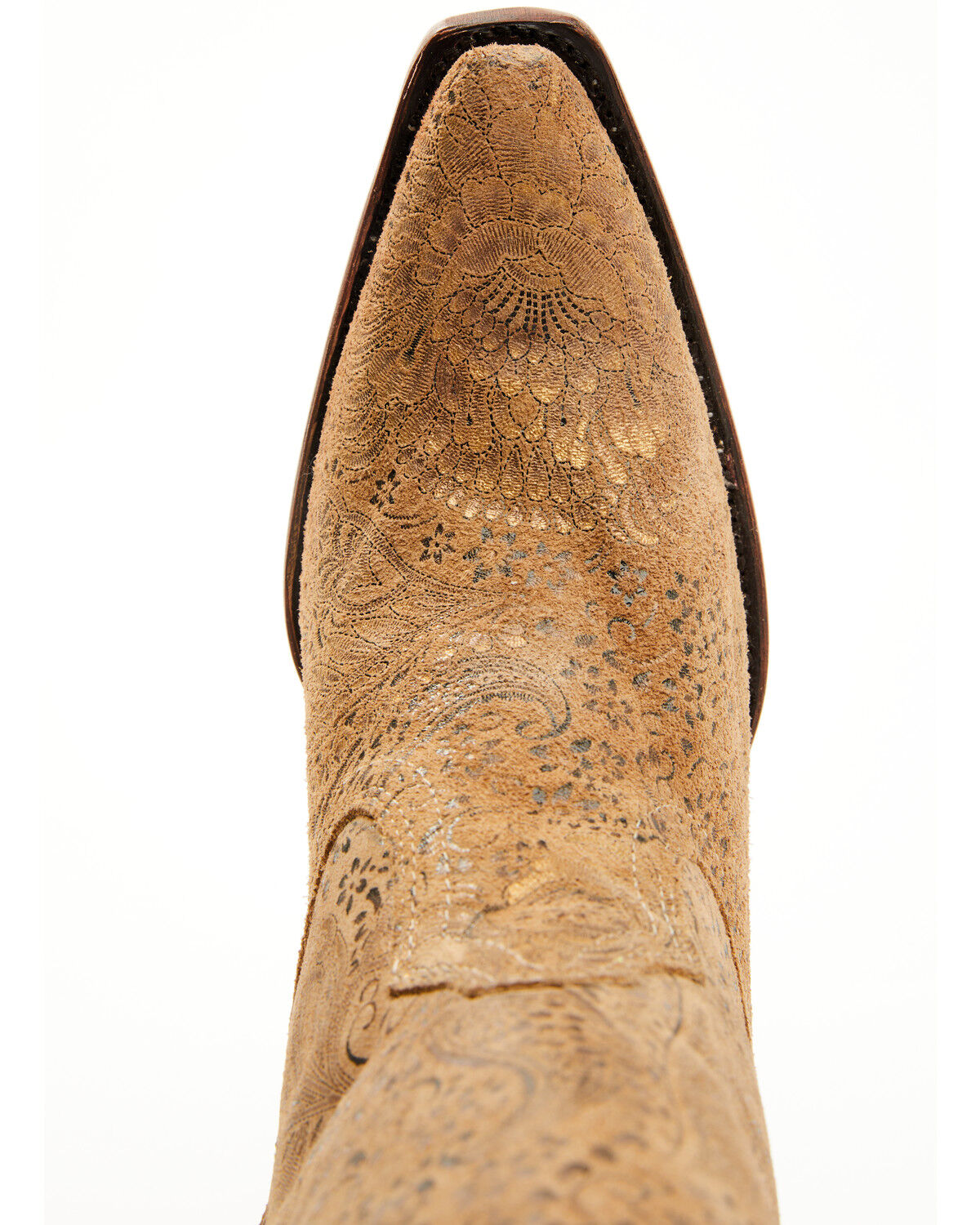 Image #6 - Corral Women's Stamped Floral Suede Tall Western Boots - Snip Toe, Sand, hi-res