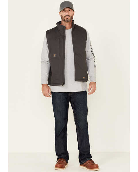 Image #2 - Ariat Men's Rebar Gray Washed Duracanvas Insulated Zip-Front Work Vest , , hi-res