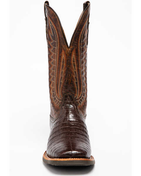 Image #4 - Ariat Men's Double Down Caiman Belly Cowboy Boots - Broad Square Toe, Brown, hi-res