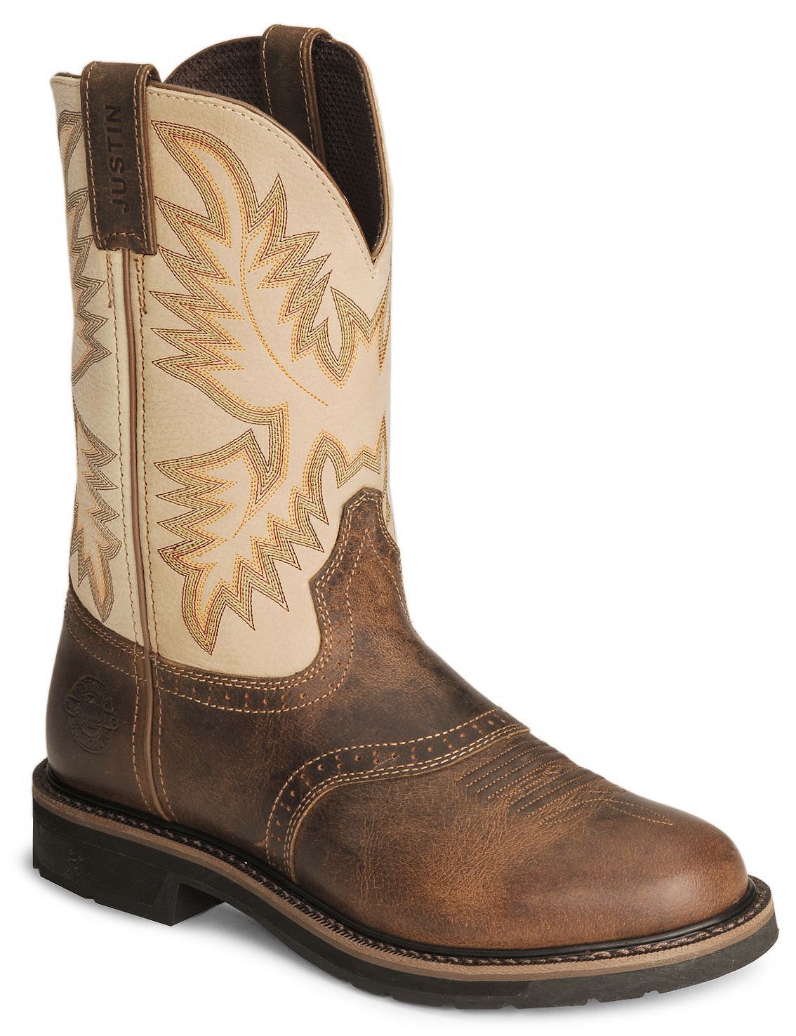 justin men's stampede tan waterproof work boots