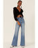 Image #4 - Saints & Hearts Women's Floral Lace Ruched Crop Top, Black, hi-res
