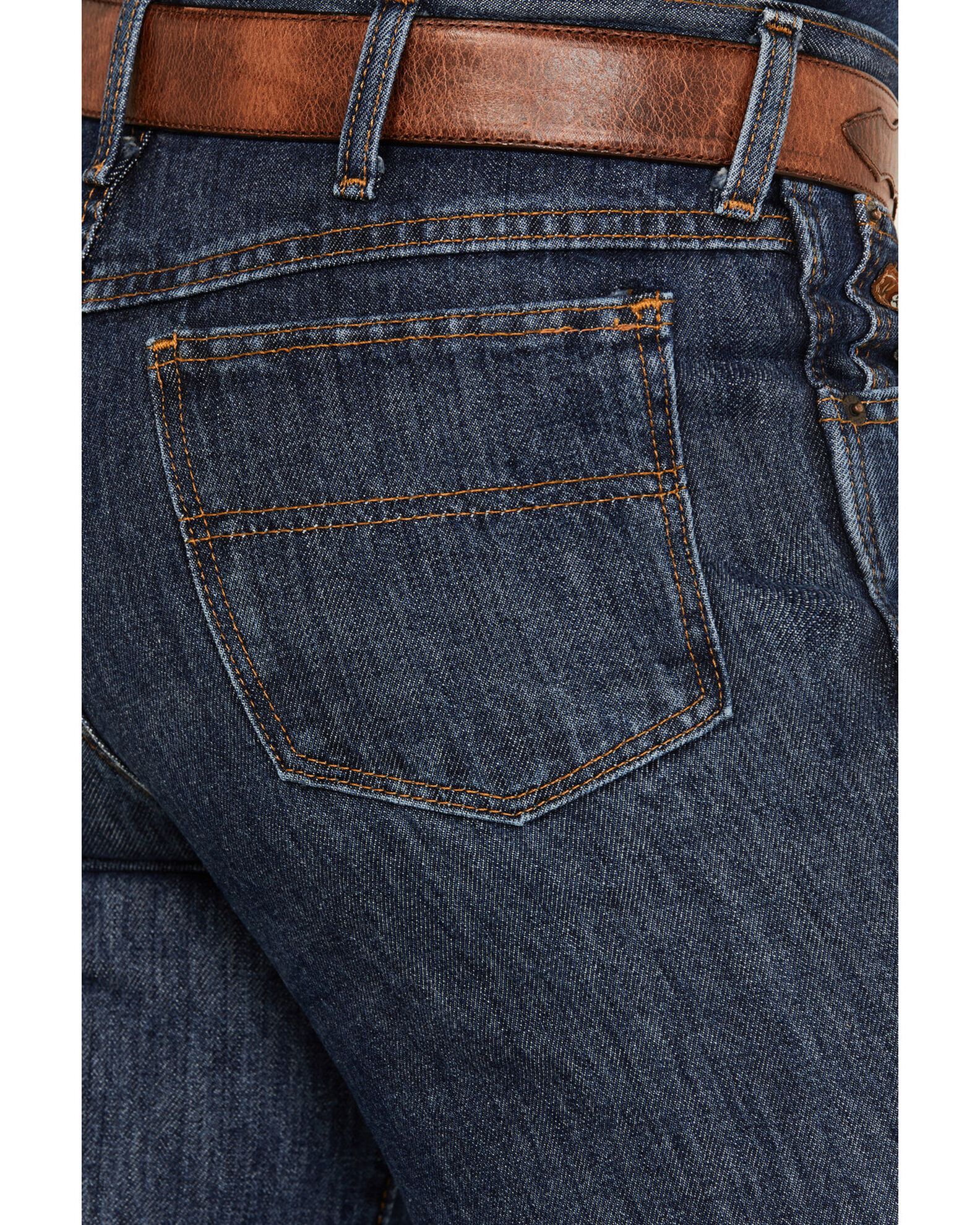 Image #4 - Cinch Men's Bronze Label Dark Wash Slim Tapered Rigid Denim Jeans, Blue, hi-res