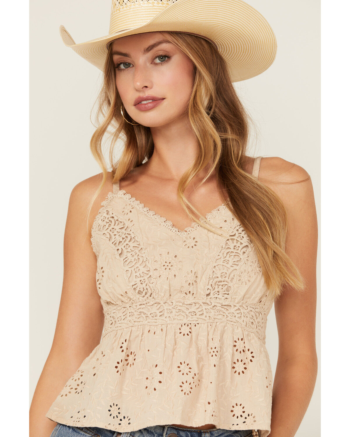 Image #2 - Shyanne Women's Smocked Back Eyelet Cami, , hi-res