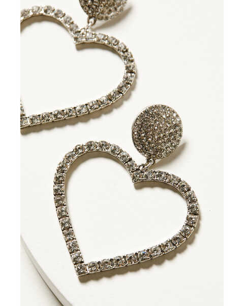 Image #2 - Idyllwind Women's Jeanette Heart Rhinestone Earrings , Silver, hi-res