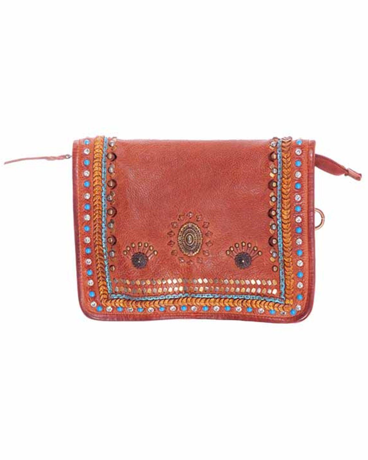 Image #1 - Scully Women's Braided and Studded Crossbody, Cognac, hi-res