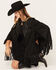 Image #1 - Shyanne Women's Shelby Faux Suede Fringe Capelet, Black, hi-res