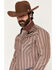 Image #2 - Ely Walker Men's Jackalope Embroidered Striped Long Sleeve Pearl Snap Western Shirt, Burgundy, hi-res