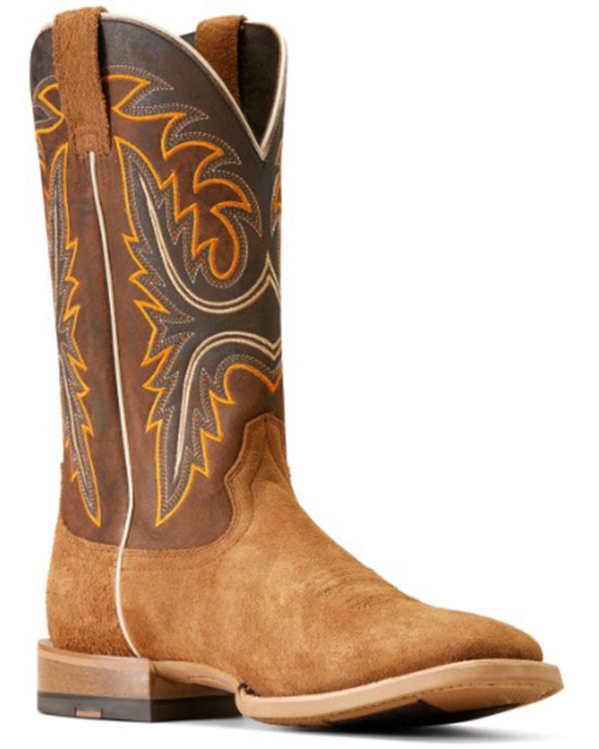 Ariat Men's Brushrider Western Performance Boots - Broad Square Toe, Brown, hi-res