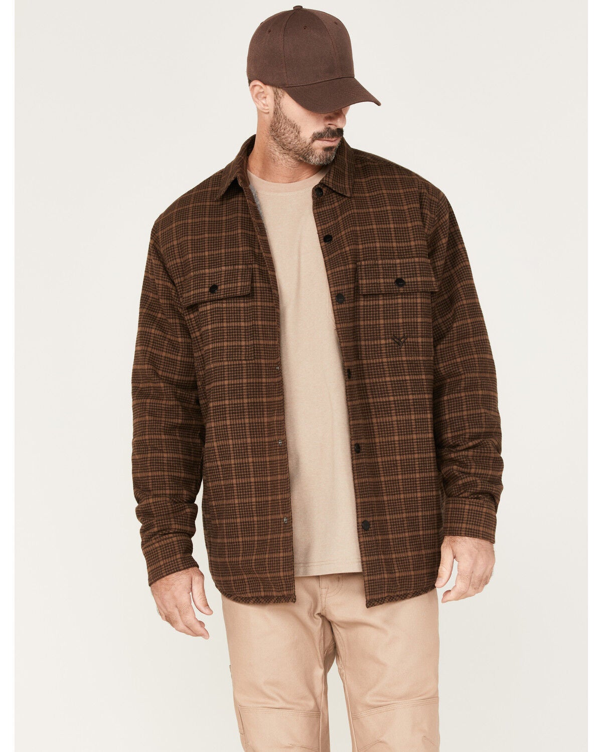 Image #1 - Hawx Men's Sherpa Lined Shirt Jacket, Pecan, hi-res