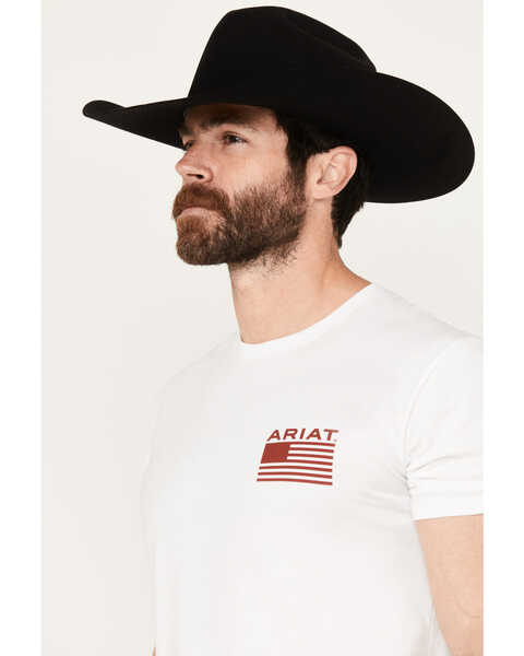 Image #2 - Ariat Men's Boot Barn Exclusive Flag Flow 2.0 Short Sleeve Graphic T-Shirt , White, hi-res