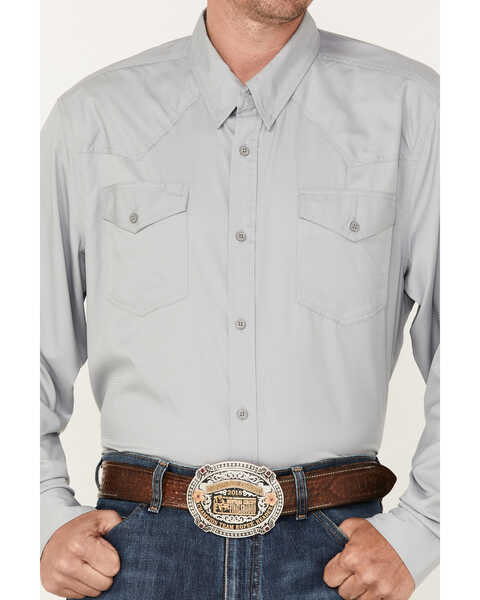 Image #3 - RANK 45® Men's Roughie Performance Long Sleeve Western Button-Down Shirt , Grey, hi-res