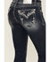 Image #2 - Grace in LA Women's Dark Wash Mid Rise Floral Pocket Bootcut Stretch Denim Jeans, Medium Wash, hi-res