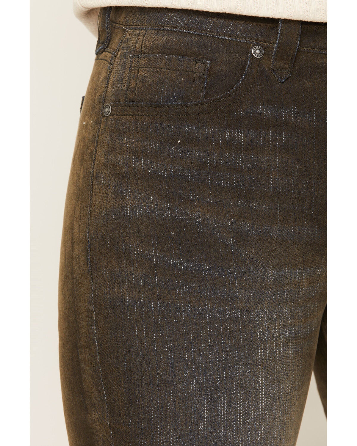 Image #2 - Shyanne Women's Celeste High Rise Flocked Bootcut Denim Jeans, Olive, hi-res
