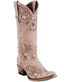 Lane Women's Sweet Paisley Cowgirl Boots - Snip Toe , Natural, hi-res