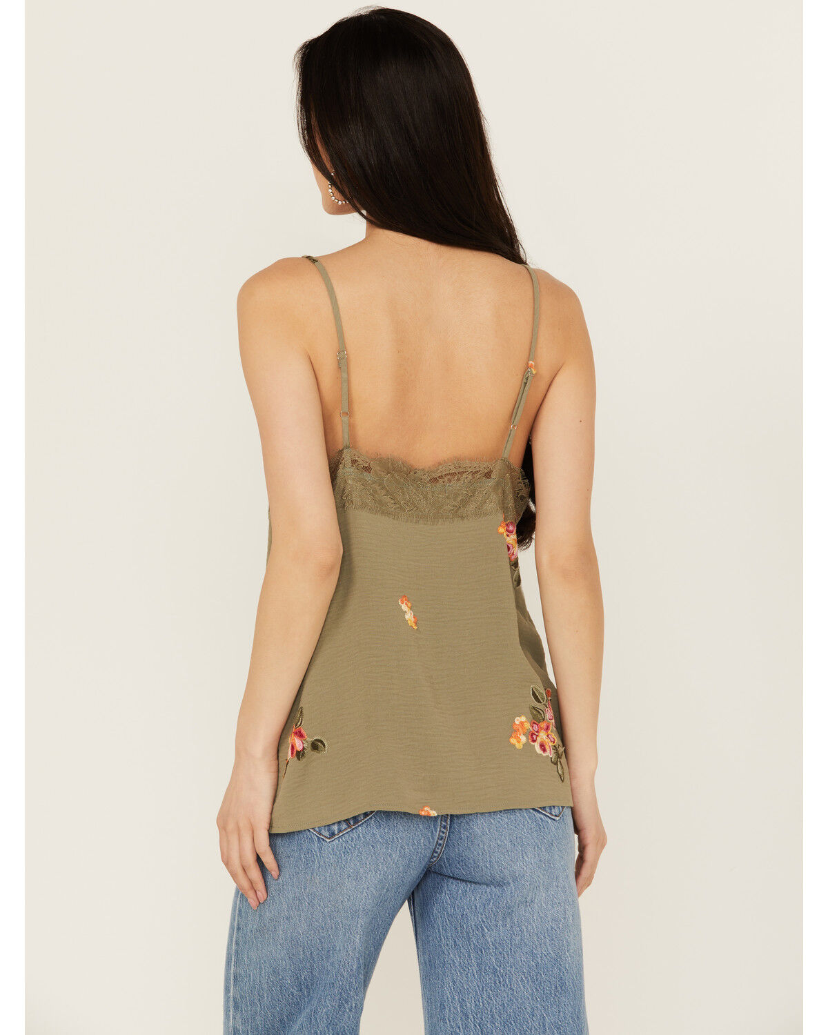 Image #4 - Wild Moss Women's Embroidered Cami, Sage, hi-res