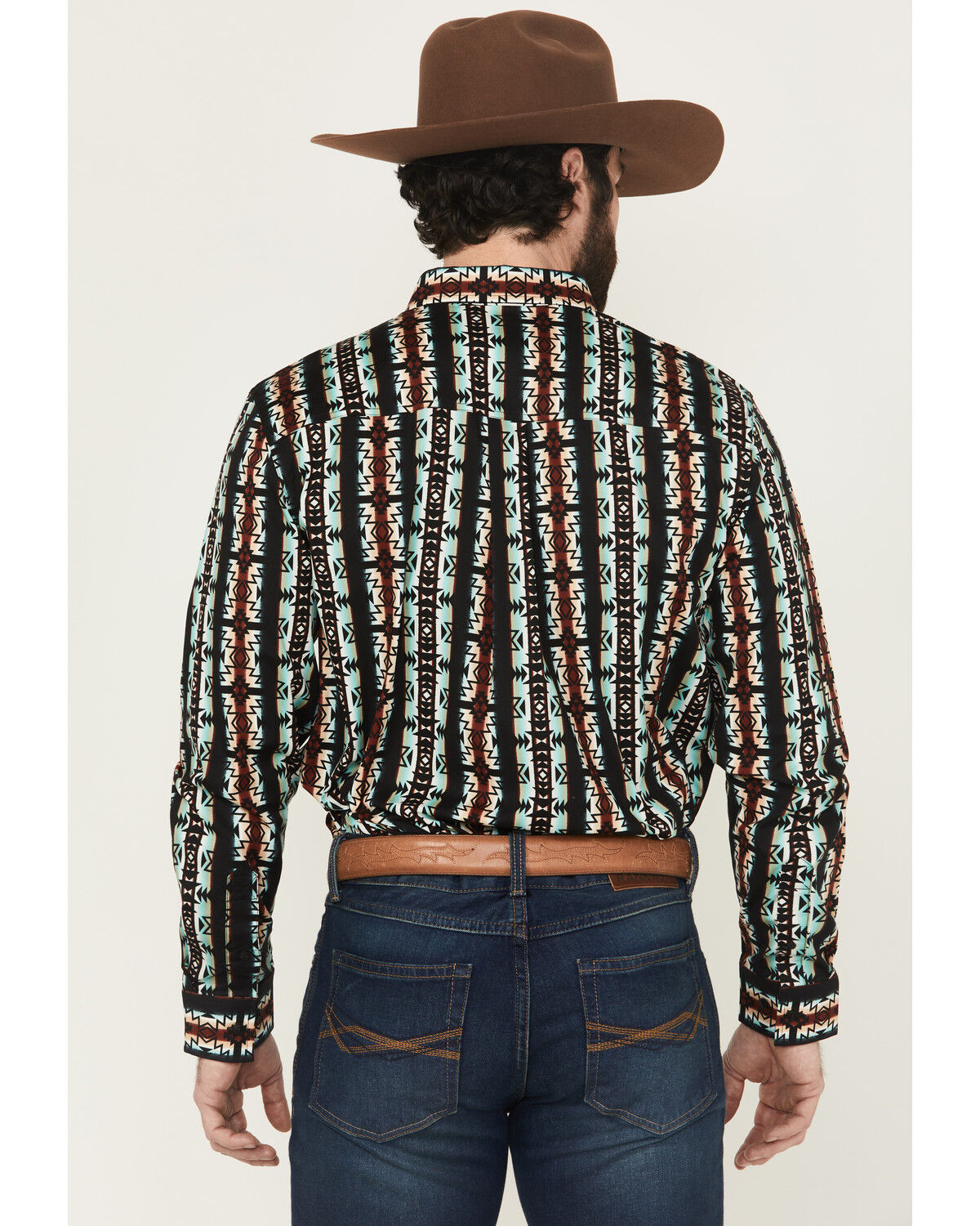 Image #4 - RANK 45® Men's Fargo Southwestern Striped Long Sleeve Button-Down Stretch Western Shirt, Multi, hi-res
