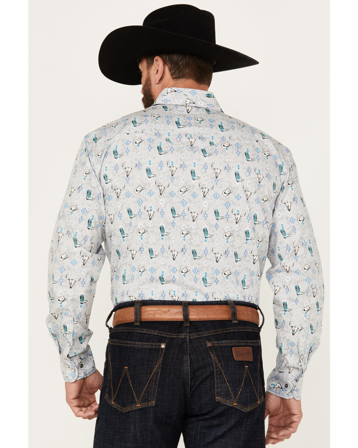 Image #4 - Rough Stock by Panhandle Men's Novelty Print Long Sleeve Snap Western Shirt, Grey, hi-res