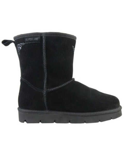 Image #2 - Superlamb Women's Argali 7.5" Suede Leather Pull On Casual Boots - Round Toe , Black, hi-res