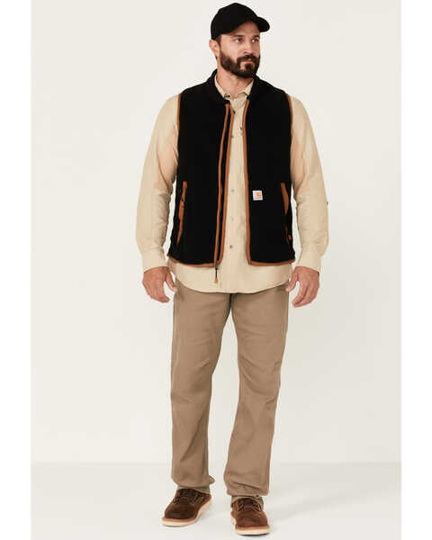 Image #2 - Carhartt Men's Black Relaxed Fit Zip-Front Fleece Vest , Black, hi-res