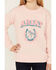 Image #3 - Ariat Girls' Horseshoe Sweatshirt , Pink, hi-res