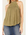 Image #3 - Eyeshadow Women's Battenburg Lace Tank, Olive, hi-res