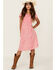 Image #1 - Trixxi Girls' Smocked Puff Sleeve Midi Dress, Pink, hi-res