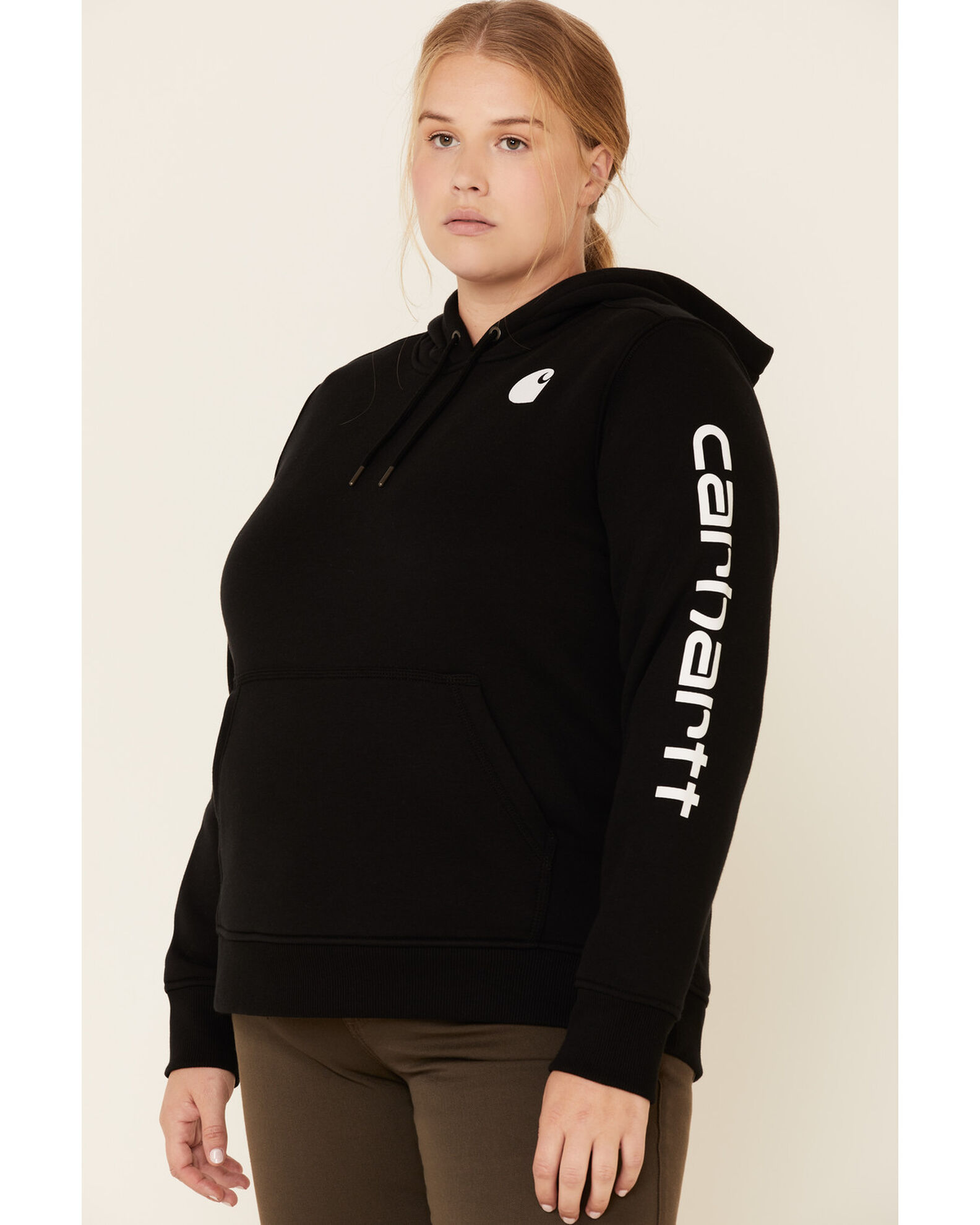 Carhartt Women s Black Clarksburg Sleeve Logo Hooded Sweatshirt Plus Country Outfitter